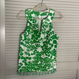 Trina Turk floral green sleeveless top